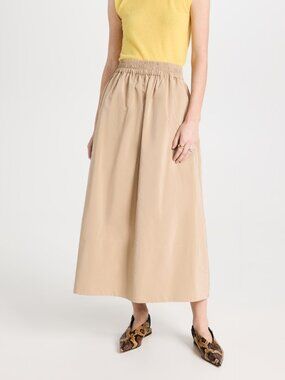 Tibi Tan Nylon Pull On Full Skirt